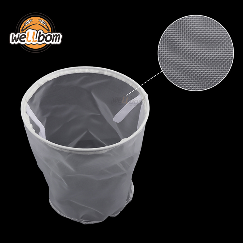 Home Brewing 30 Mesh Food Grade Nylon Bucket Filter Bag Beer Wine Residue Separation Bag with Stainless Steel Ring